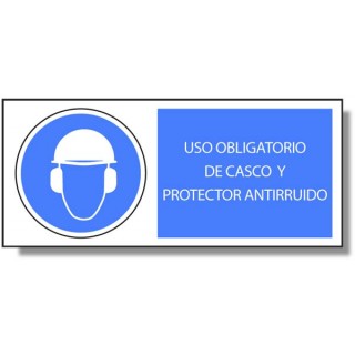 USO OBLIGATORIO DE CASCO Y PROTECTOR ANTIRUIDO