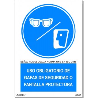 USO OBLIGATORIO DE GAFAS O PANTALLA PROTECTORA